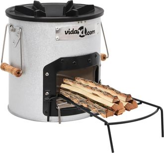 vidaXL Vidaxl - Hornillo De Le&ntilde;a Para Camping Acero Plateado 45x25x26 Cm