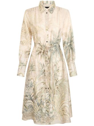 Liu Jo floral-print midi dress - women - Polyester - 40 - Neutrals