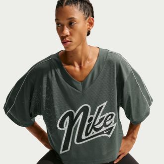 Nike Womens One Dri-FIT Oversized Short-Sleeve Top in Green | IV4916-303