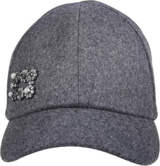 Roger Vivier Hats & Caps, female, Gray, M, Flower Pearl Strass Cap