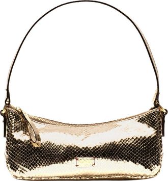 Frances Valentine Mia Metallic Snake-Embossed Leather Shoulder Bag