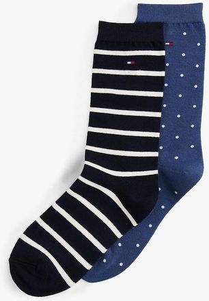 Tommy Hilfiger Womens Stripe and Dot Trouser Sock 2-Pack - Navy