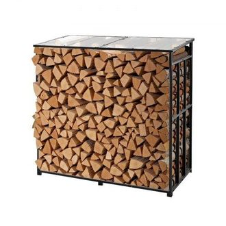 OEM Estante De Almacenamiento De Le&ntilde;a 143 X 70 X 143 Cm Marco De Metal Con Recubrimiento En Polvo Panel De Techo Soporte De Le&ntilde;a Carga De 299,4 Kg Para Ch