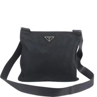 Prada Pre-owned Cross Body Bags, male, Black, Size: ONE SIZE Pre-owned Nylon Shoulder Tote