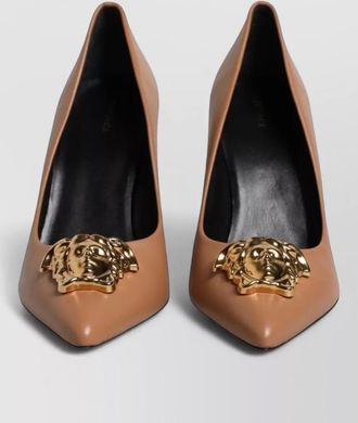 Versace leather logo-plaque pumps