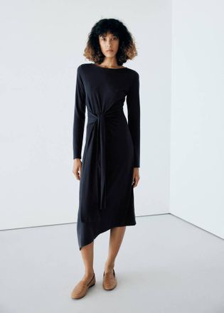 Mango Vestito maglia lungo asimmetrico navy - Donna - XS - MANGO