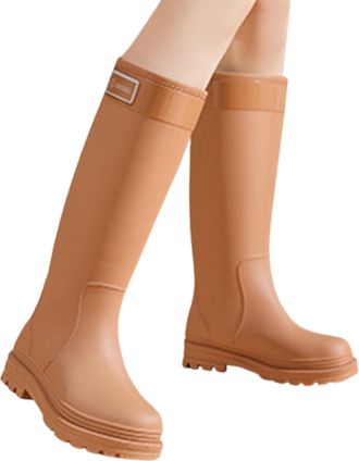 Generic Womens Wellington Boots Knee Ladies Wellie Rubber Chemical Resistant PVC Anti-Skid Waterproof Shoe Lightweight Shoes Wider Calf Fitting Rain Boot for 