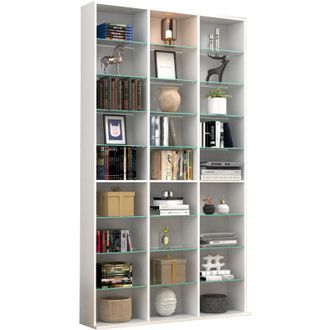 ebuy24 Ebuy24 - vcm Madera cd dvd Estante Librería Sala Divisor Decoración Estante Vidrio Zilas xl (Blanco)