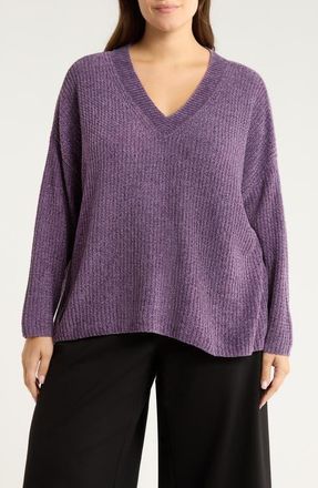 Eileen Fisher V-Neck Sweater in Mulled Grape at Nordstrom, Size 1 X