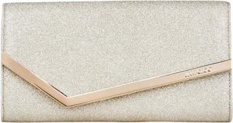 Jimmy Choo London Emmie Clutch - Dames - Tassen - Grijs - Maat: ONE Size Zijde
