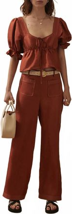 SANCIA Lillian Shirred Flare Cuff Top In Sienna