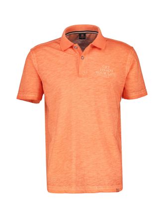Lerros Poloshirt LERROS Poloshirt mit l&auml;ssigem Brustprint, Herren, Gr. S, orange (mellow peach), 100% Baumwolle, ohne Ausschnitt, Shirts Poloshirt