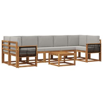 vidaXL Conjunto De Sof&aacute;s De Exterior 6 Pcs Natural Y Gris Claro Vidaxl