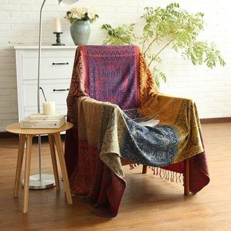 OEM Manta De Chenilla, Manta De Sof&aacute; Con Borlas De Jacquard