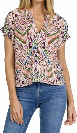 Dear John Denim Julia Short Sleeve Top In Tropical Ikat
