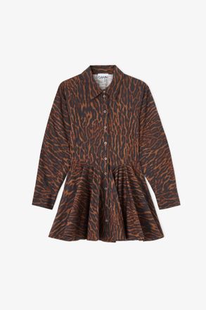 Ganni Rawhide Dress in Gradient Red Leopard - Size 10/12 Organic Cotton