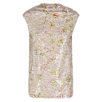 Alberta Ferretti Alberta Ferretti, Sleeveless Tops, female, Multicolor, Size: M Paillettes Stampata Top