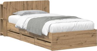 vidaXL Estructura De Cama Con Almacenamiento Y Cabecero Roble Artisan Vidaxl