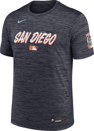 Nike San Diego Padres City Connect Velocity Nike Mens Dri-FIT MLB T-Shirt in Black | 02ER4CAPYP-AV0