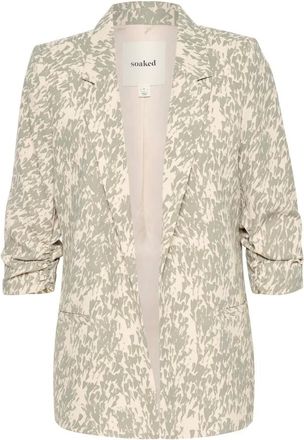 Soaked In Luxury Jassen, Dames, Beige, XS, Shadow Drop Print Blazer Jas