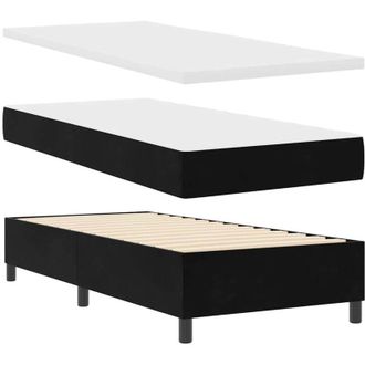 vidaXL Cama Tipo Box Spring Con Colch&oacute;n Negro 90 X 190 Cm Terciopelo Vidaxl