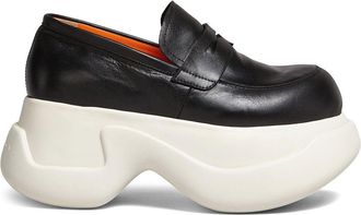 Marni platform leather mocassin loafers - women - Calf Leather/Bovine Leather (top grain)/Rubber - 35.5 - Black