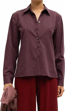 Leset Yoshi Slim Fit Button Down In Bordeaux/rose Stripe