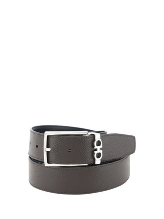Ferragamo Mens Reversible Leather Belt Black Calf