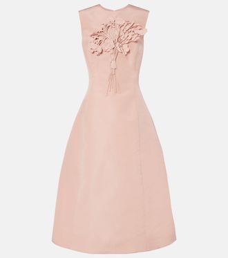 Oscar De La Renta Abito midi in seta con ricamo