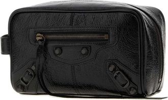 Balenciaga Mens Black Leather Le City Beauty Case Borse A Mano Bag