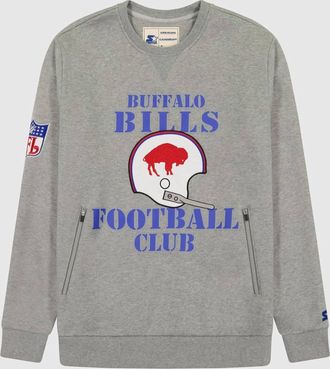 Starter Mens Buffalo Bills Crew Neck Sweatshirt With Zip Pockets In Grey