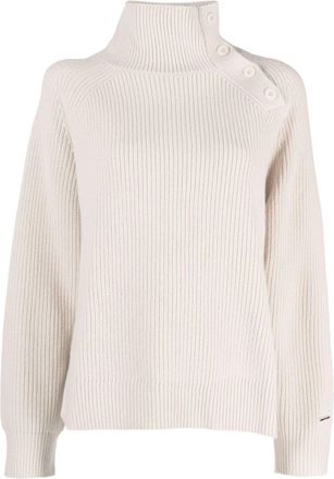 Calvin Klein ribbed-knit wool jumper - women - Wool - L - Neutrals