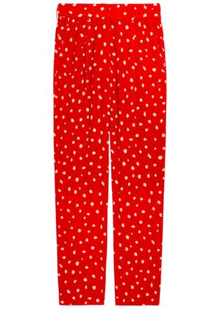 Blaz&eacute; Milano Fox Polka-dot Straight-leg Silk Trousers - Red - 4 (UK14 / L)