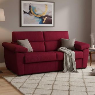 Dmora Sof&aacute; Cama 3 Plazas Pacecos, Desenfundable, Con Caj&oacute;n Made In Italy, Lavable, 225x95 Cm Rojo