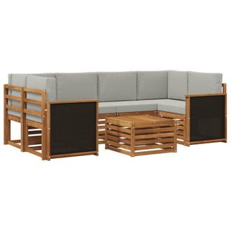 vidaXL Conjunto De Sof&aacute;s De Exterior 7 Pcs Natural Y Gris Claro Vidaxl