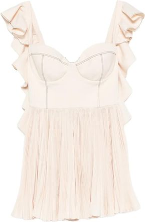 Parlor Geplooide mini-jurk met ruches - Beige