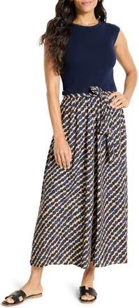 Nic+Zoe Pebble Dream Mixed Media Cotton Blend Dress in Indigo Multi at Nordstrom Rack, Size X-Large