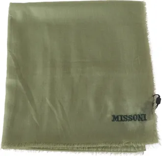 Missoni Mens Green Cashmere Unisex Neck Wrap Scarf