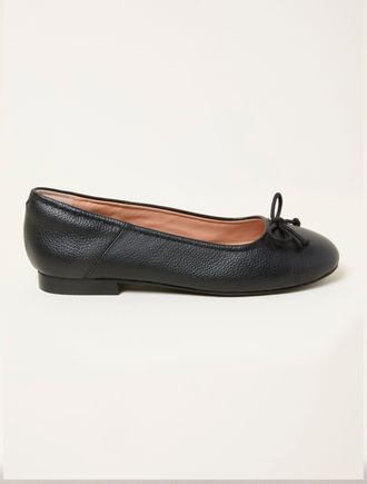 Fat Face FatFace Black Leather Ballerina Pump