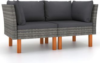 vidaXL Sof&aacute;s De Esquina 2 Uds Rat&aacute;n Sint&eacute;tico Y Madera De Eucalipto Vidaxl