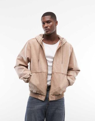 Element Dulcey - Giacca di jeans con cappuccio lavaggio beige-Nero