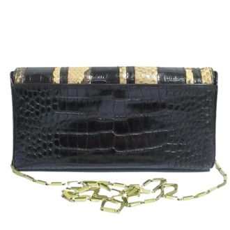 Dries Van Noten Pre-owned Borsa a Spalla in Pitone e Pelle Effetto Coccodrillo con Catena - - Pre-owned - Donna - Nero - ONE SIZE