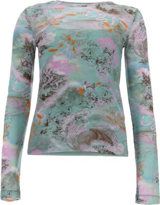 Off-white Multicolor Printed Round Neck Top