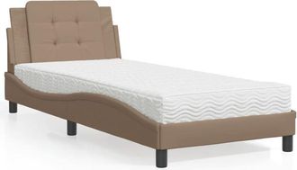 vidaXL Cama Con Colch&oacute;n Cuero Sint&eacute;tico Capuchino 100x200 Cm Vidaxl