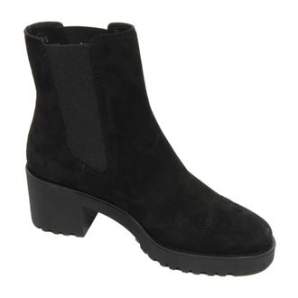 Hogan Heeled Boots, female, Black, Size: 5 US Suede Chelsea Boots Made in Italy