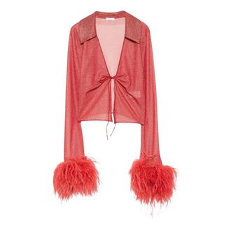 Os&eacute;ree Camisa entallada Lumiere Plumage - Blouses & Shirts - Mujer - Rojo - M