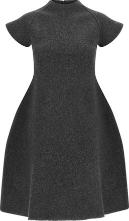 Jil Sander Gray Virgin Wool Midi Womens Dress