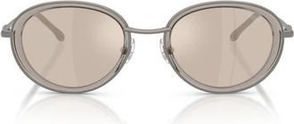Diesel DL1018 51mm Mirrored Oval Sunglasses in Gunmetal /Ivory Mirror Silver at Nordstrom