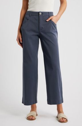 Wit & Wisdom Wyatt Skyrise Crop Wide Leg Twill Pants in Shadow at Nordstrom, Size 16P