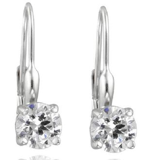 Pompeii3 5/8ct Lever Back Dangle Hoops 14K White Gold Earrings Lab Grown